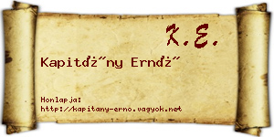 Kapitány Ernő névjegykártya