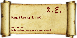 Kapitány Ernő névjegykártya
